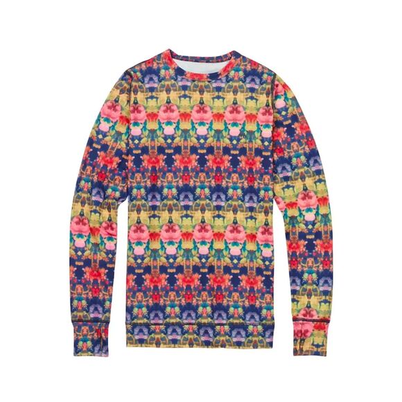 Burton Women Blue & Multicolor Print Winter Base Layer Crew Neck Top sz Medium - Picture 1 of 9